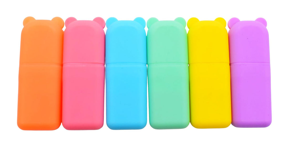 Panda Highlighter Set, 6 Pieces - Multicolor