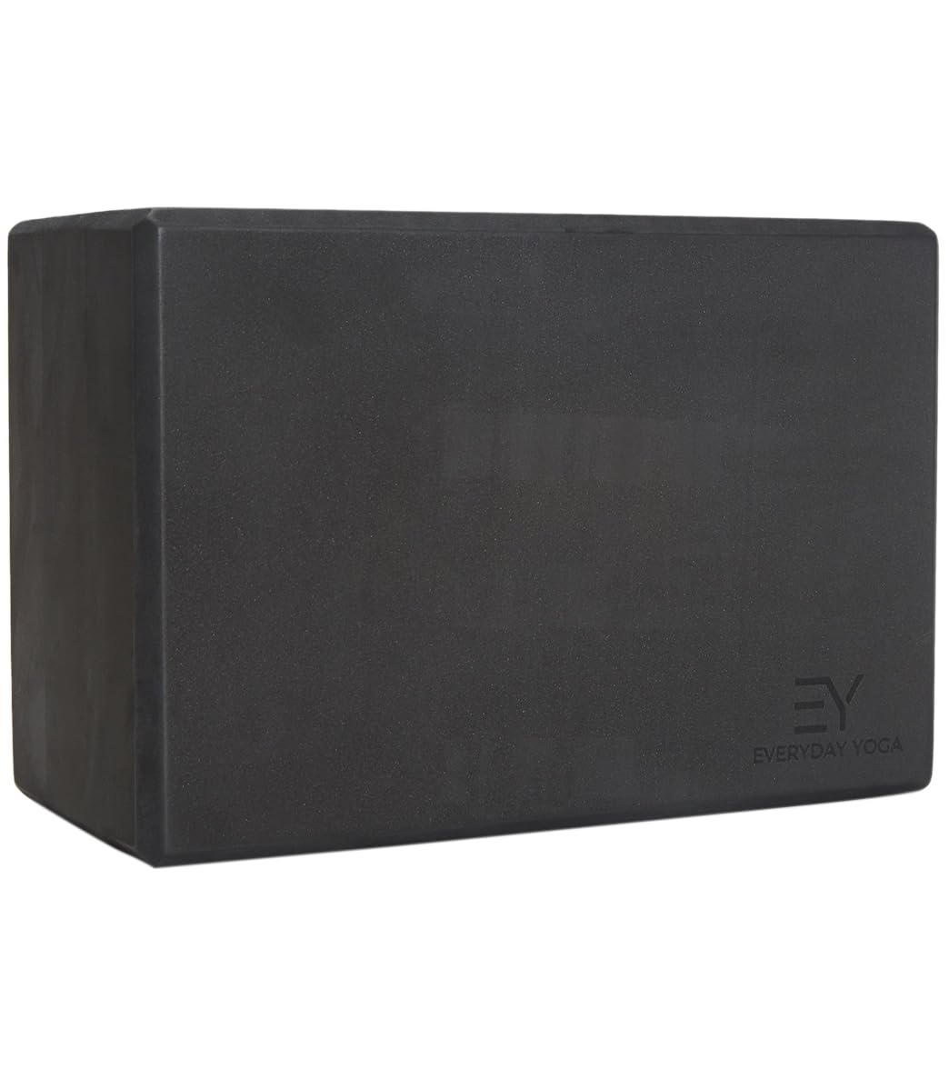 Everyday Yoga Block Soft Non-Slip Foam Surface for Stability, Balance, and Deepen Stretches - Ideal for Yoga, Pilates, and Meditation Accessories - Black
