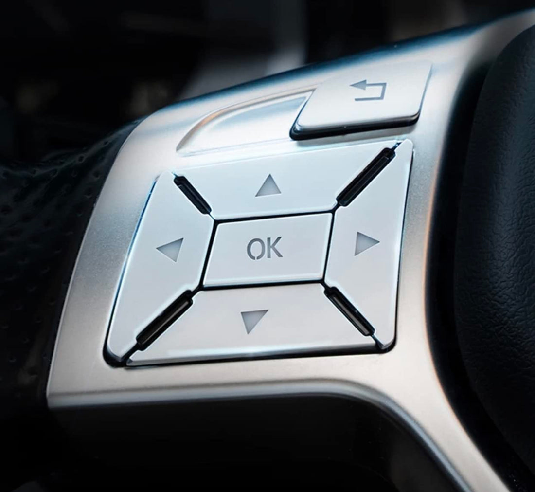 Steering Wheel Button Switch Trim Cover Sticker For Mercedes Benz A B C E Ml Gl Cla Gla Glk Sl Slk Class W176 W246 W212 W204