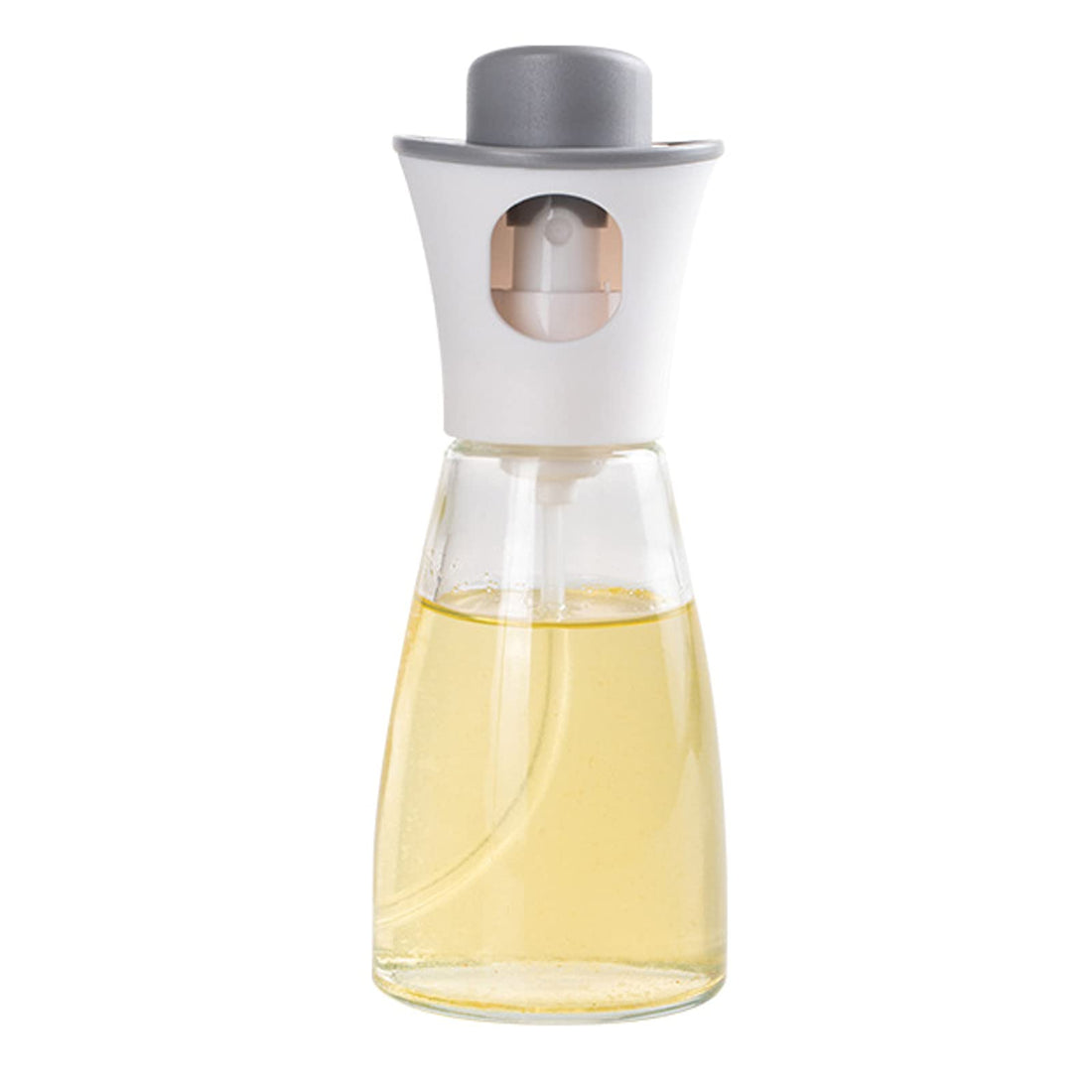 AaduduBa Oil Sprayer Glass Press Oil Bottle, Multifunctional Olive Oil Glass Dispenser, 1 Bottle of 170ml, Widely Used in Cooking Kitchen Baking Grilling Roasting Grilling