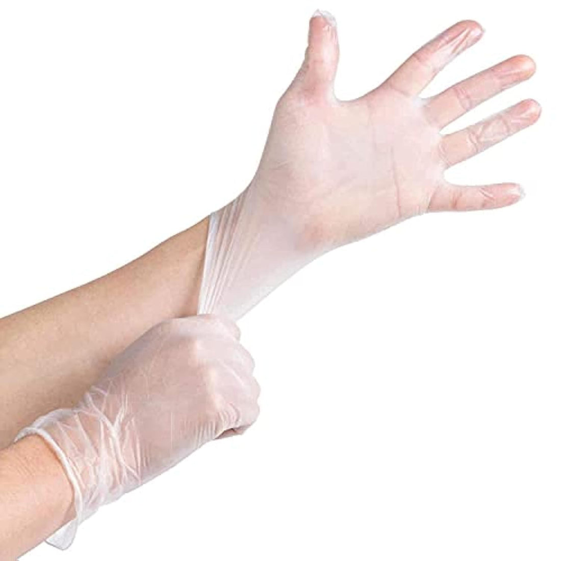 100 Clear Disposable Vinyl Gloves Powder-Free Examination-Gloves Latex-Free (Large)
