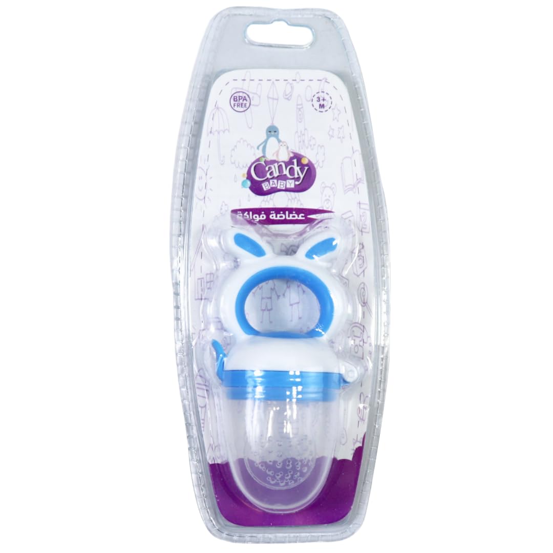 Candy Baby Fruit Feeder Pacifier BPA Free For Unisex-Baby Blue&White-(+3 Months)