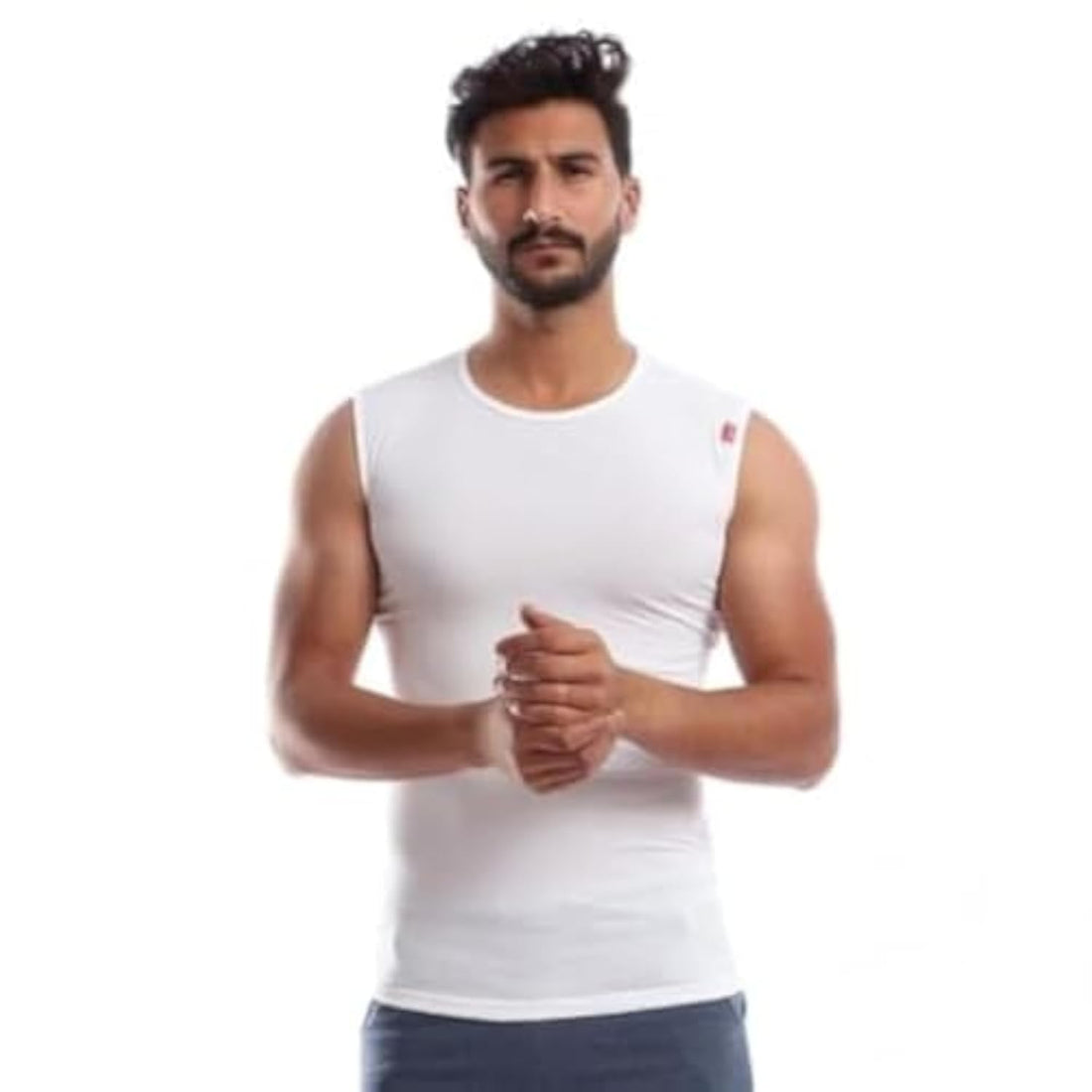 Cottonil Men Cut Round Undershirt Cotton Stretch