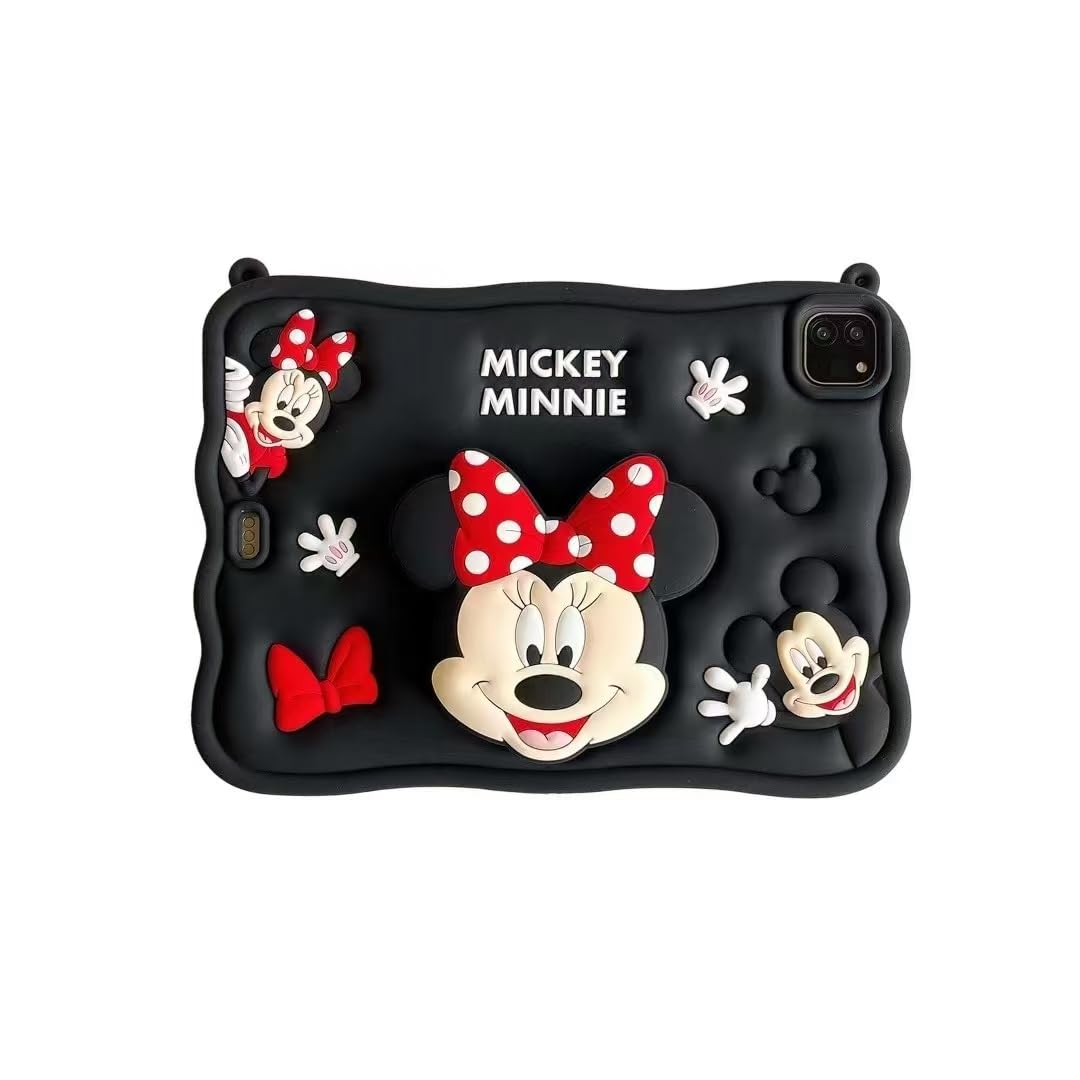 Eco Cartoon 3D Silicon Handle Stand Cover For iPad 9th/8th/7th Generation (2022/2021/2020/2019 Model, 10.2 inch) Funda Case (With Rope) (Minnniee)