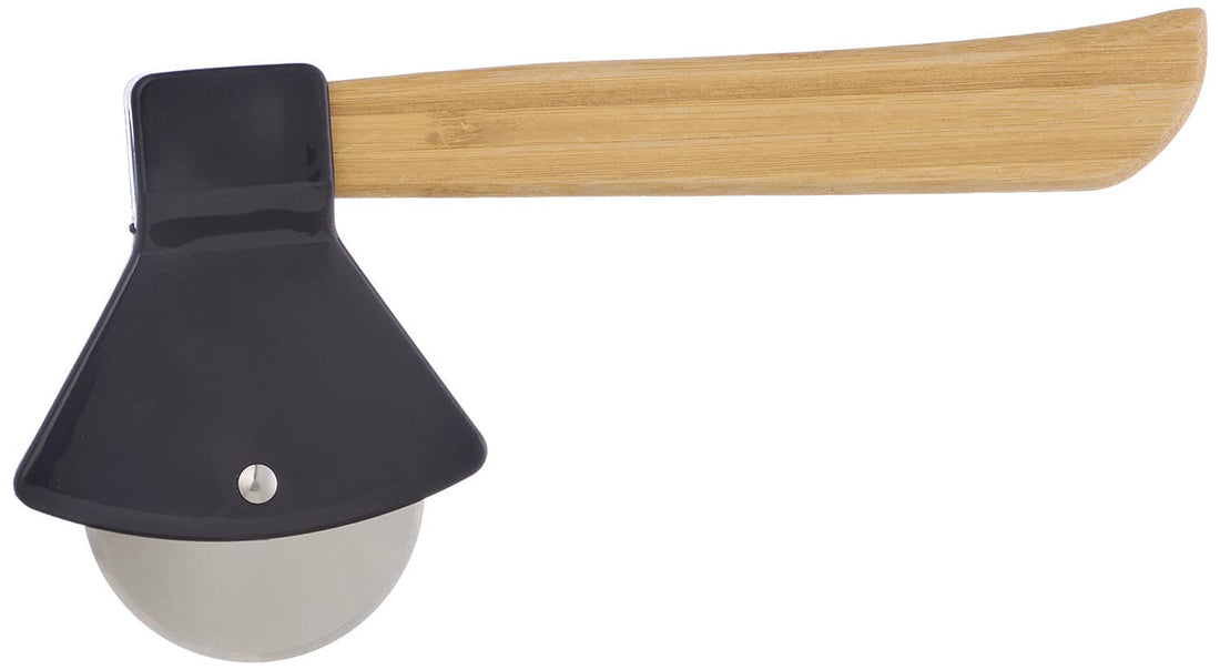 Black Bear Axe Shaped Pizza Slicer with Wooden Handle, 22 x 10 x 2 cm