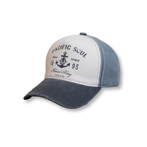 Vintage Baseball Cap for Men – Pacific Soul Nautical Distressed Tri-Color Denim, 80% Cotton Adjustable Casual Hat for Daily Wear | Farida Stores