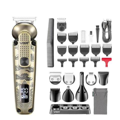VGR Male V-103 8-In-1 Face Hair Body&Private Parts Multi Grooming Kit Hair Trimmer Beard Trimmer Ear&Nose Trimmer Head Shaver Full Body Grooming Kit Metal Body IPX6 With Travel Pouch Runtime 180 Mins