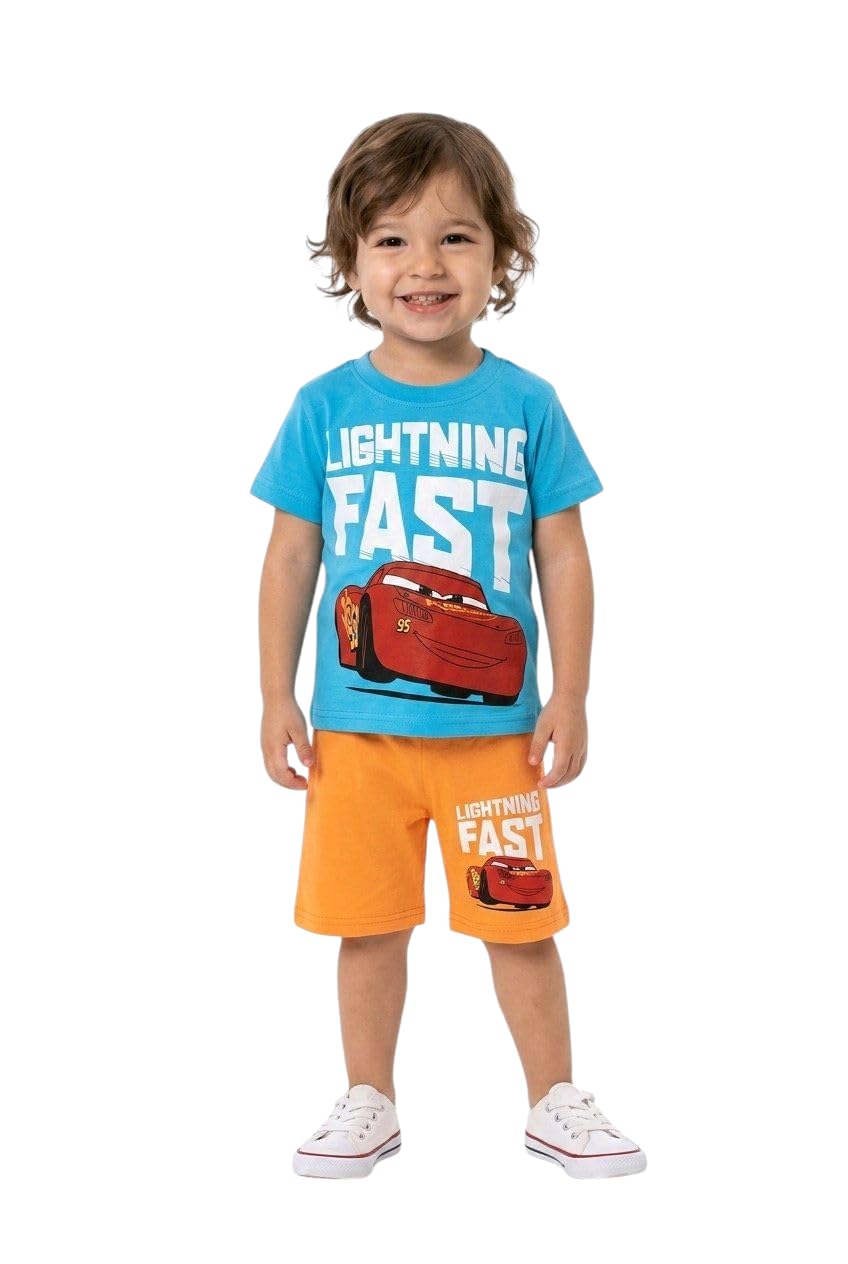 Zona Kids Boys Summer Pajama Set – 2 Piece cool car T-Shirt and Shorts – Soft 100% Cotton Casual Toddler & Little Boys Clothes