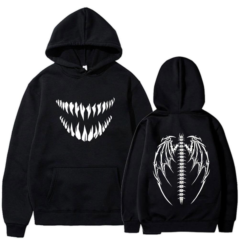 Anime Cotton Hoodie, Black with Amazing Print Design, Pullover Sweatshirt unisex 42