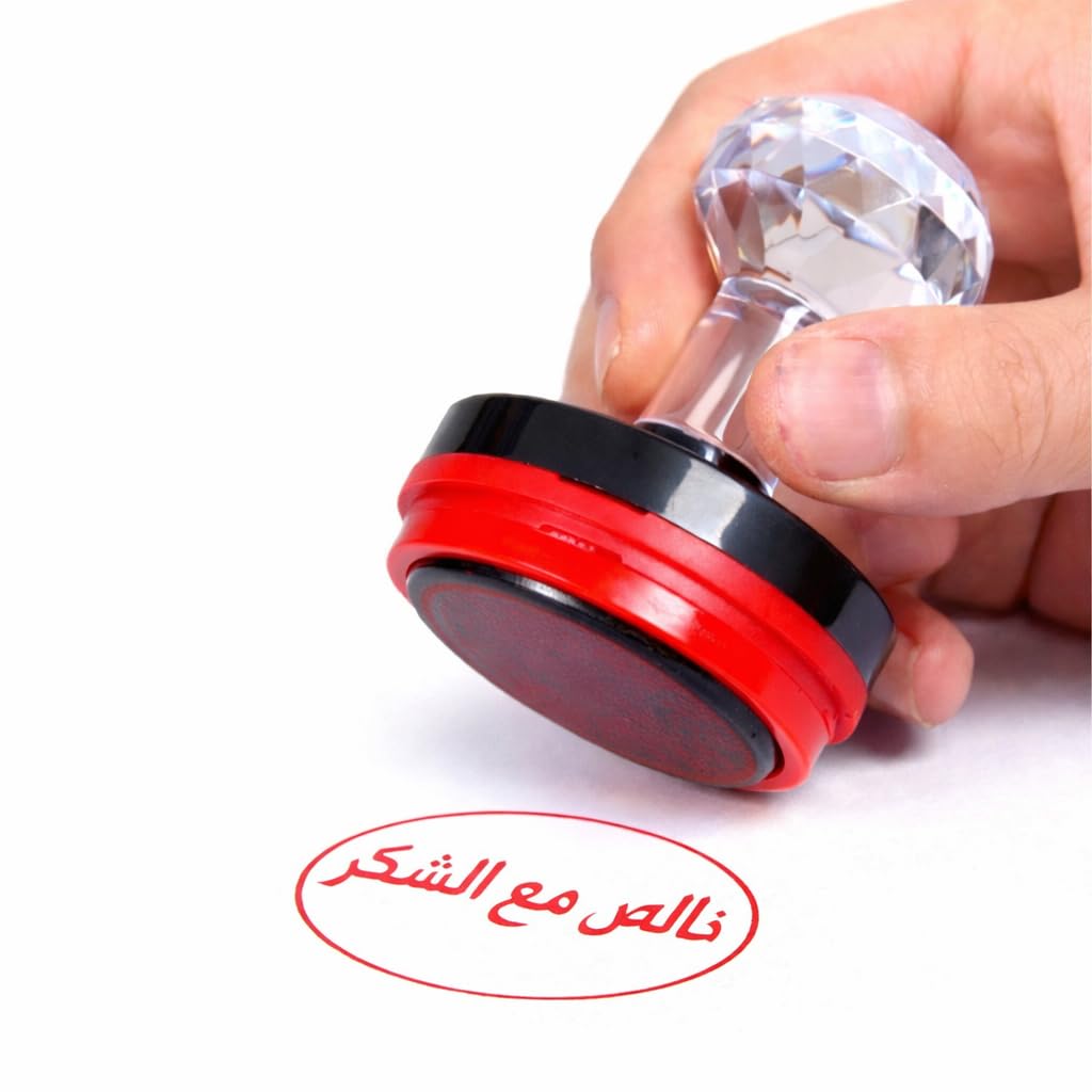 Crystal Self Inking Thank You Stamp Round Shape Red Ink for Bills, Documents, Office