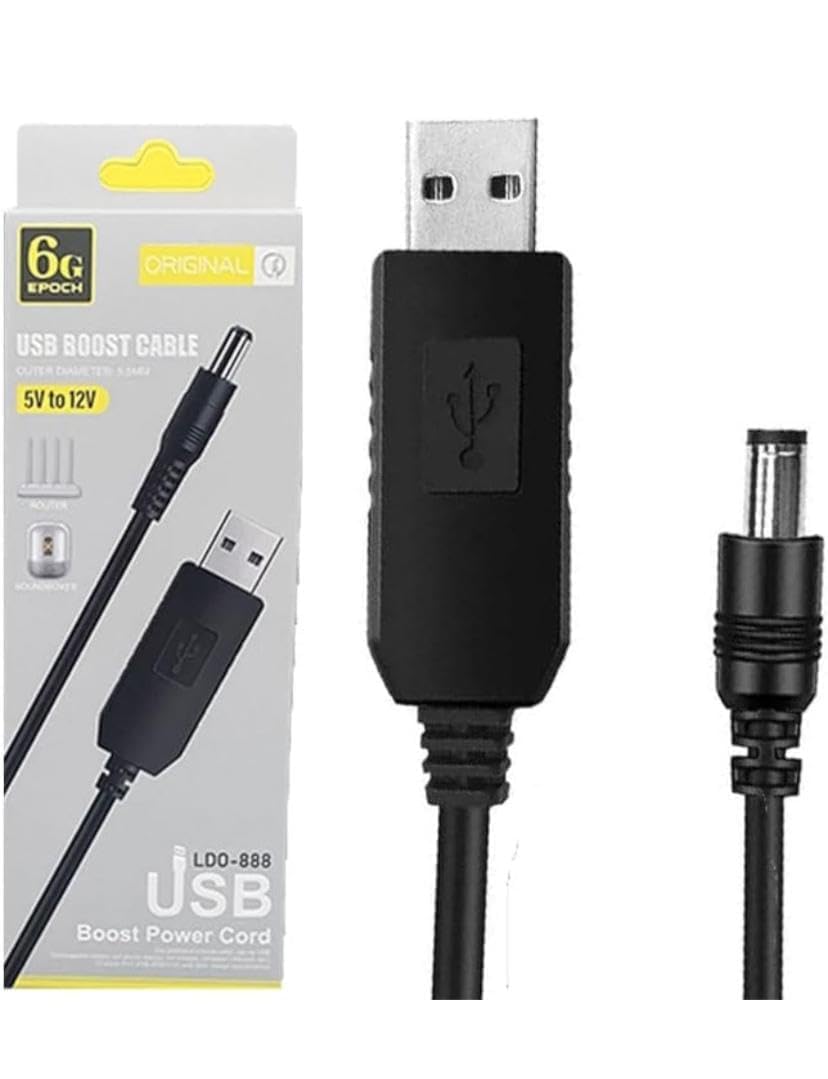Power Bank Router Connector - 5V to 12V Power Adapter, USB to USB Cable (5.5x5.1mm) - Perfect for Power Bank!, for Speakers