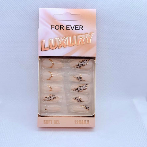 Premium Long Almond Press On Nails with Nail Art – Reusable Glossy Fake Nails for Women – Trendy Salon Style Manicure – 12 Unique Designs (Black Roses & Gold)
