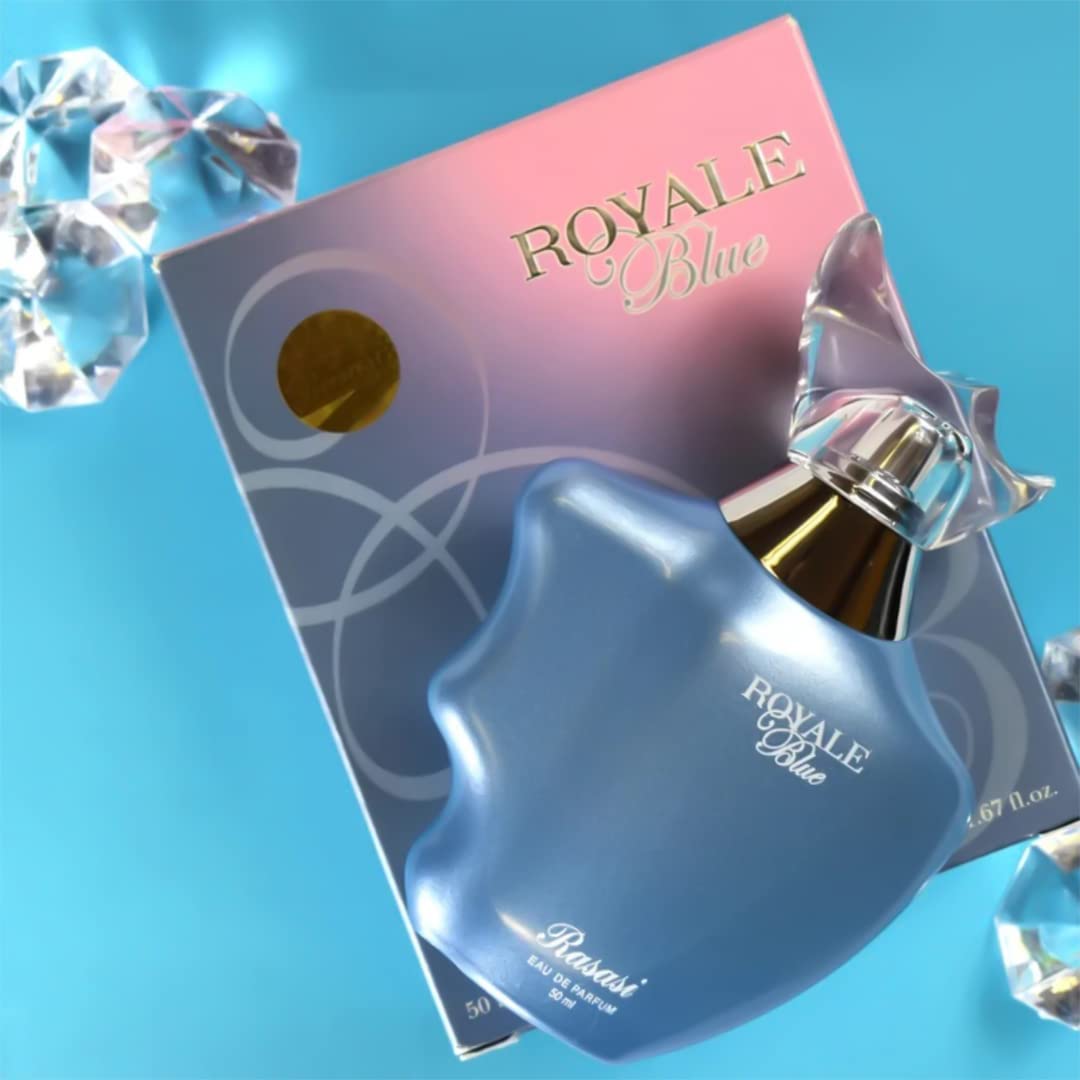 Rasasi Royal Blue Perfume for Women - 50ml | Extra Long Lasting Luxury Perfume Scent | Pour Femme Eau De Parfum | All Day Fragrance | Perfume Gift Pack of 1