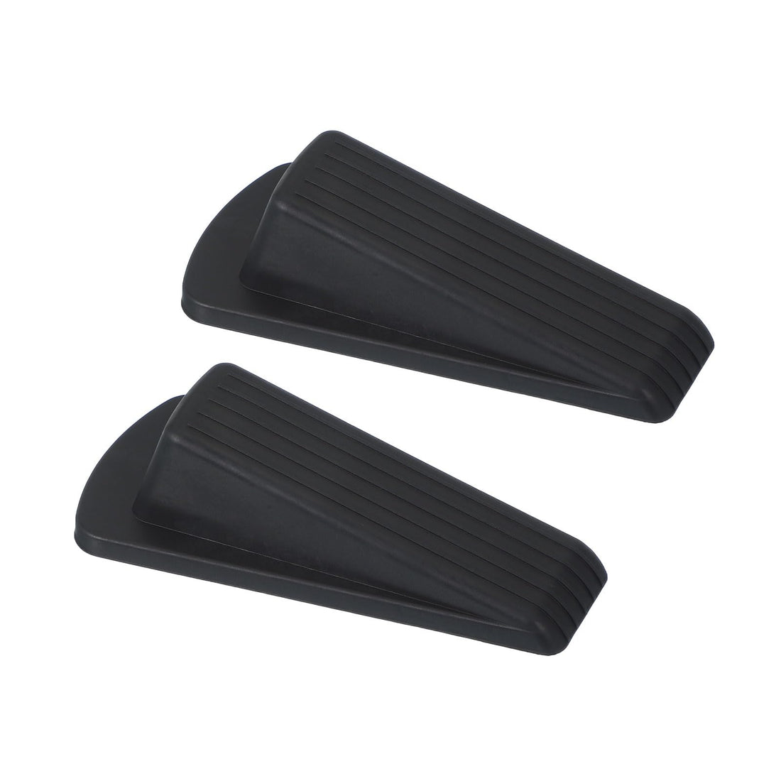 PATIKIL Door Stoppers for Bottom of Door, 2 Pack Sturdy Stackable Rubber Door Stopper Wedge for Tile Concrete Carpet Wood Heavy Duty Door, Black