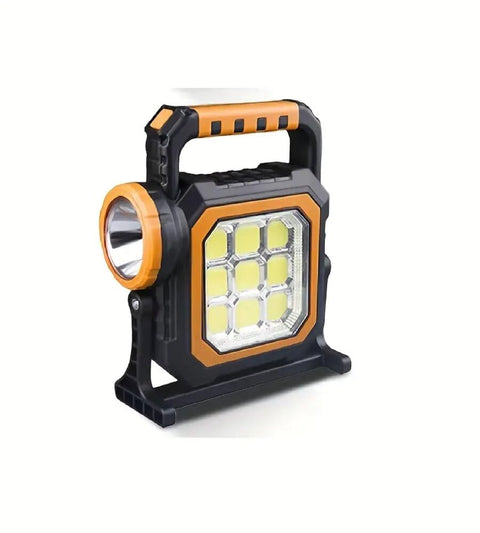 Solar Interaction LED Flashlight 2 Modes LED Light with Base Support Rotating Emergency Light & Solar/USB type Rechargeable Outdoor & Indoor Lamp Light (HS-8030-B)