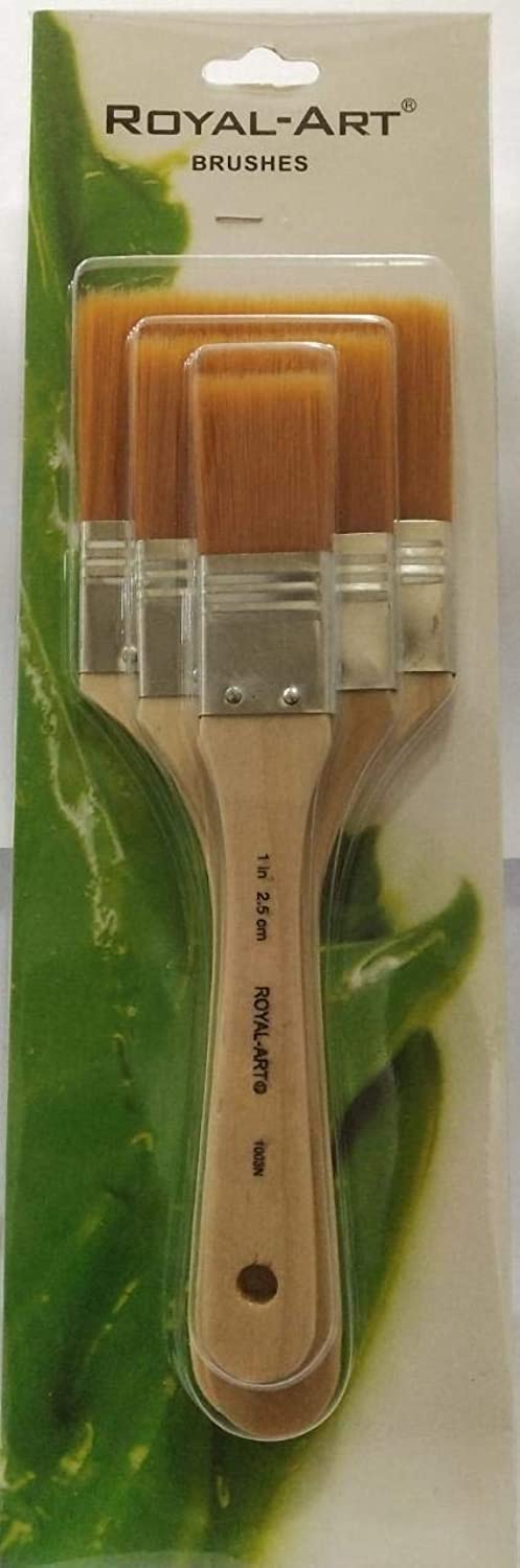 Royal Art Brushes Set of 3 Different Shapes with Ergonomic Professional Wood Handles for Painting - Orange/Beige