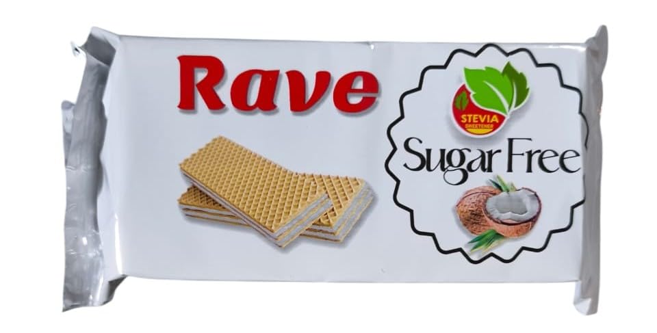 Rave Wafer Biscuit Filled With Coconut Cream Sugar Free 4 Biscuits Set of 6