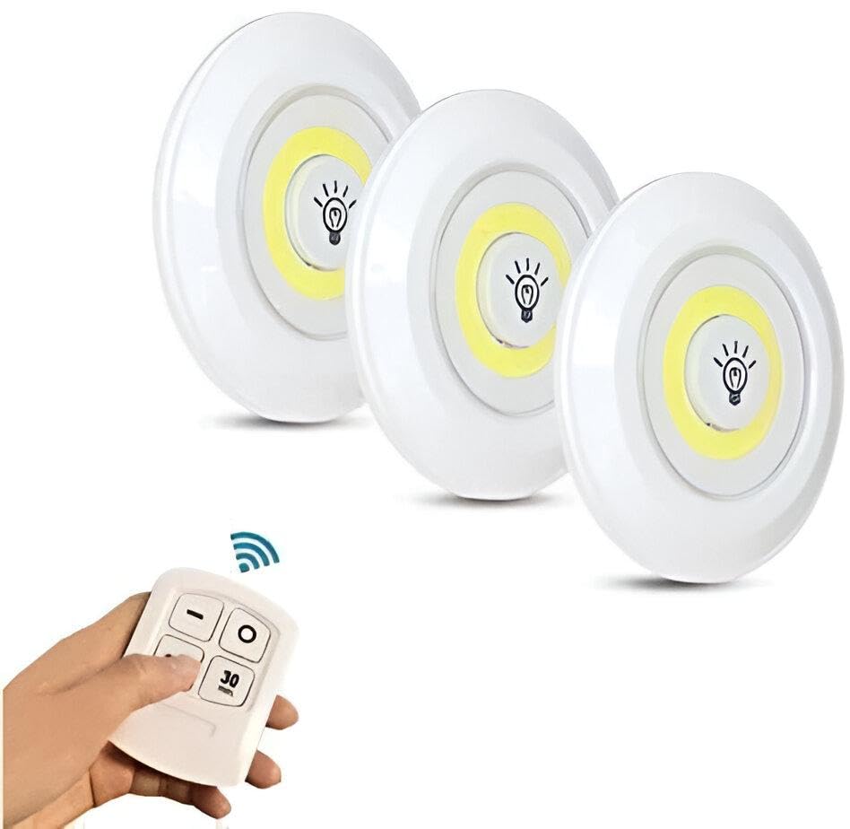 Remote Spotlight - Smart Round LED Panel Trio with Adjustable Brightness, Sensor Activation, and Creative Arrangement Capabilities for Elegant Ambient Room Lighting