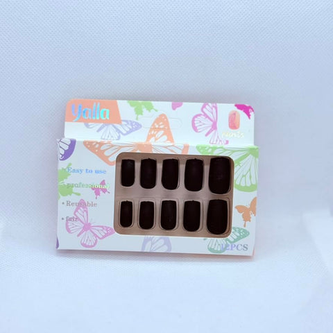 Press On Nails Medium Length Square Shape, 12 Matte Solid Colors, Simple Fake Nails for Daily Wear & College (Black)