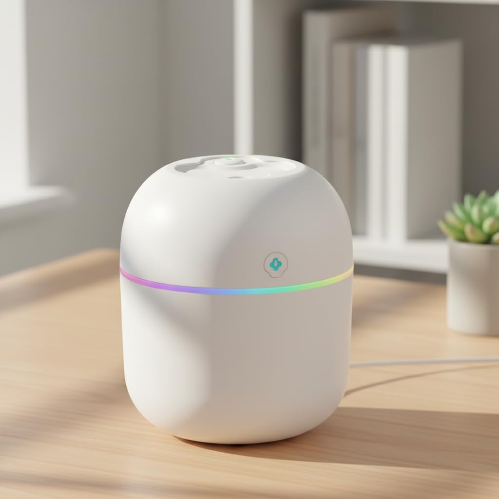 X5 Portable Humidifier 220ml - 3 in 1 Silent USB Diffuser with Colorful LED Light, Mini Humidifier for Office, Car, Bedroom (Multicolor)