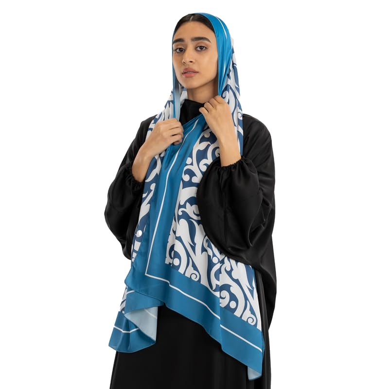 ART MOOD HOME Prayer Wear Satin - Isdal Al-Hedaya Blue - Black Isdal Only One Size