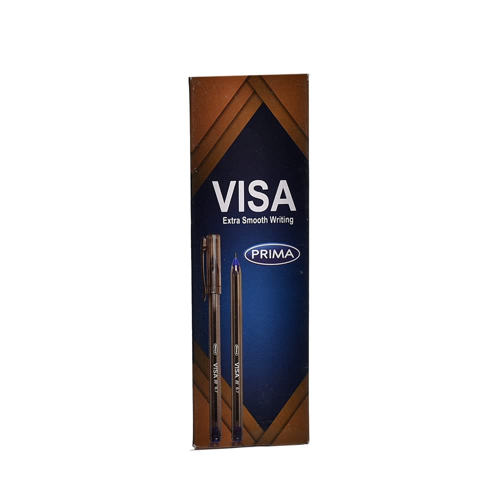 Prima Visa Extra Smooth Writing Ball Pen Smooth Flow, Blue Liquid Fluid Ink 0.7 mm Pack of 10 Pcs - Blue