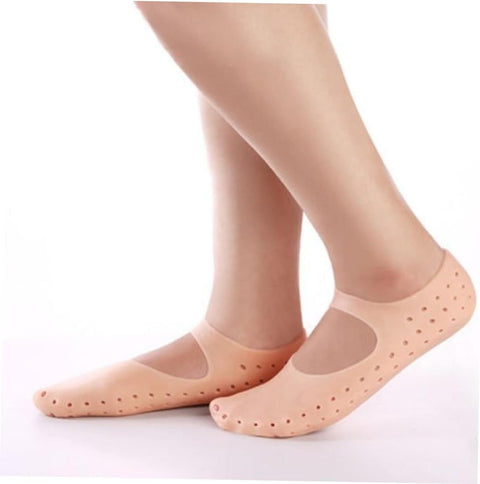 DISONE Moisturizing Socks,Silicone Anti-Split Moisturizing Socks, Soft Breathable Foot Care Gel Spa Socks For Women And Men For Dry Feet Ankles Cracked Heel Repair (Strip Full Heel Scoks), Sandal