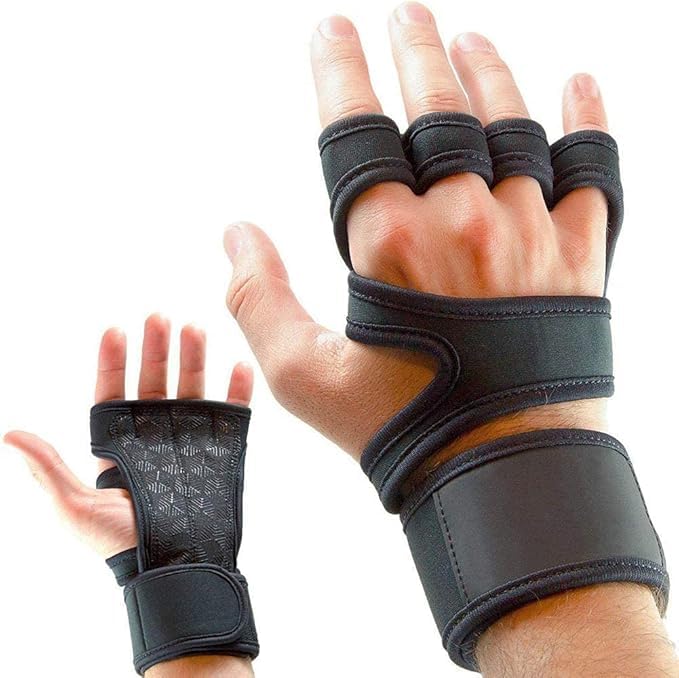 Training Gloves with Silicone Support and Liner for Gym Powerlifting Training Training Training Gloves,Half Nails Protection for Men Women Strong Grip Gloves Black