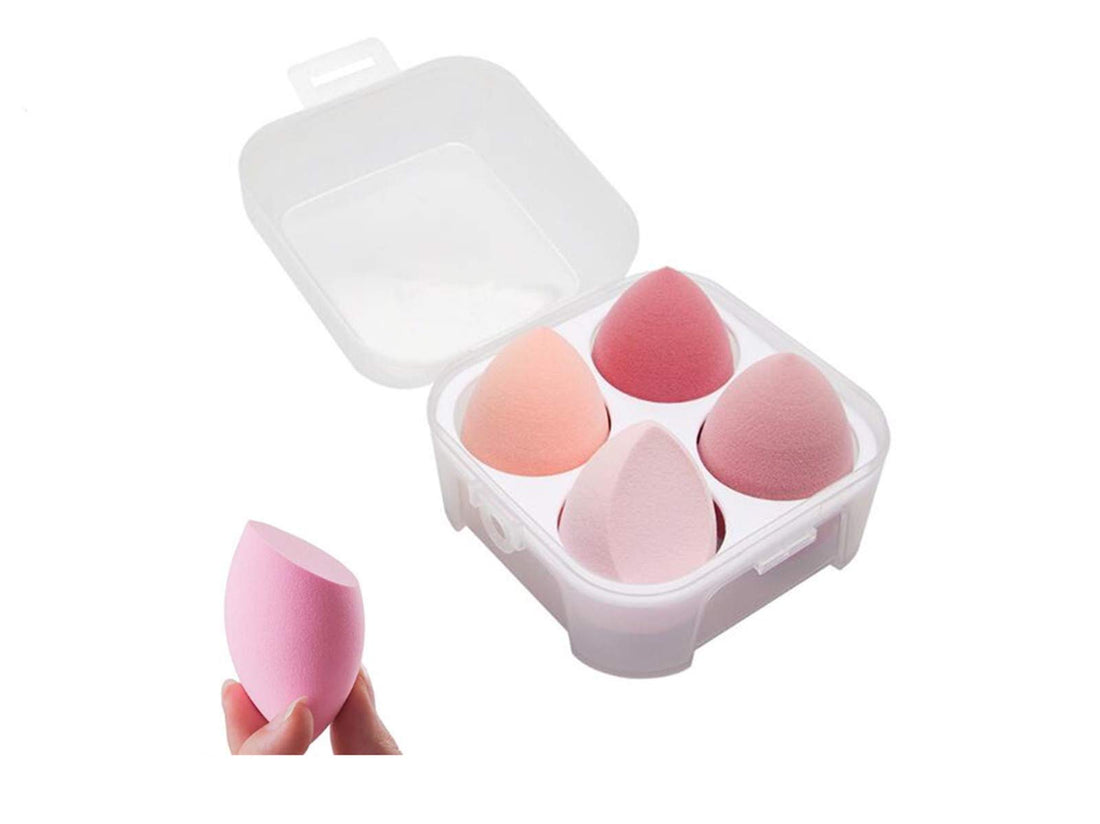 SINEN 4 Pcs Dry and Wet Use Makeup Sponge Set Blender Beauty Foundation Blending Sponge for Liquid, Cream, and Powder with Egg Sponge Blending Holder Box