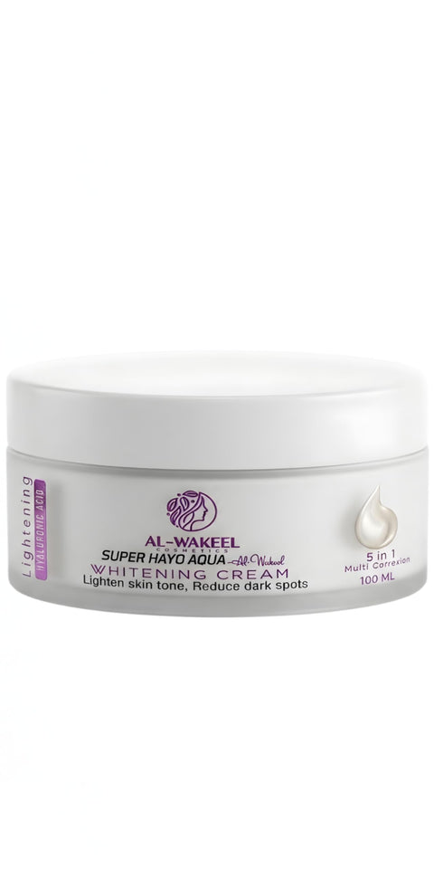 Al Wakeel Cosmetics Super Hayo Aqua Whitening Cream 100ml Whitening Effect Unifies Skin Helps Promote & Renew Cells & Lighten Dark Circles UV Protection SPF30