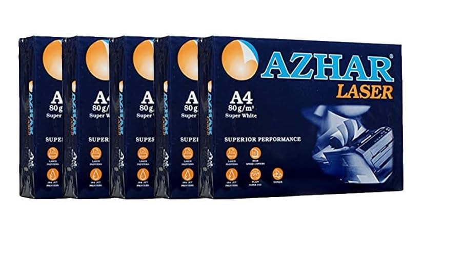 Azhar Copy Paper (Flowers - Size (A4) - 80 Grams) Carton 5 Pack - Pack of 500 Sheets
