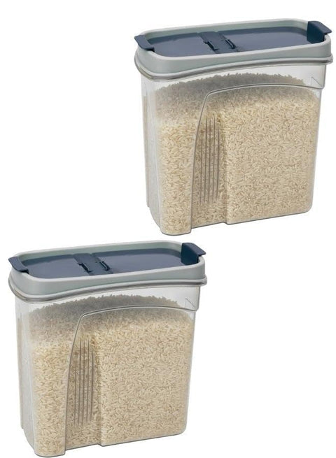 Home 2Pcs Food Storage Container with Dual Openings â€“ Airtight Reusable Transparent Food Box Made of Food-Grade Plastic â€“ Ideal for Storing Grains, Spices, and Snacks 1.7L