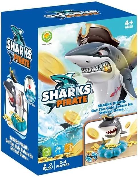 Sharks Pirate Board Game, Get the Gold Before He Strikes, for Ages 4+, 2-4 Players, 24x17.8x14cm