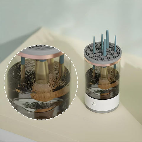 Makeup Brush Cleaner Machine Electric Yuliana Makeup Brush Cleaner Machine for Cleaning Makeup Brusher Holder with USB Charging Hair Cap Net Head for Women