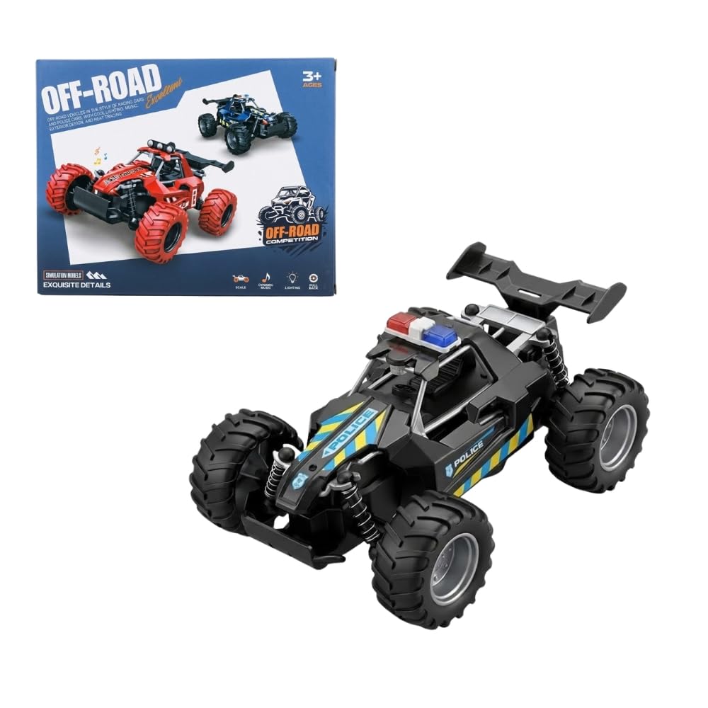 4WD Police Car Toy Realistic Pull Back Mechanism Durable Racing Model Toy Gift for Boys and Girls