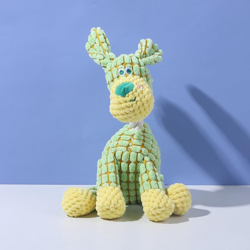 Dog Toys Durable, Non-Toxic Plush Squeaky Interactive Chew Toys for All Siz Dogs (Green Dog)