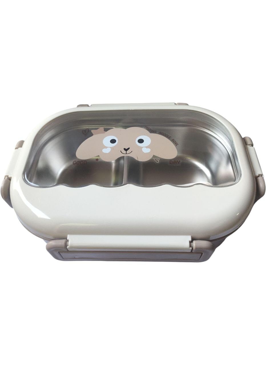 Stainless Steel Thermal Lunchbox with Spoon, Leakproof Seal, Divided Tray, Microwave Safe (brown)