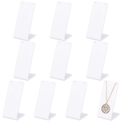 FINGERINSPIRE 10 Pcs Acrylic Necklace Display Stand 3.5 inch Height White Earring Stand L-Shape Necklace Display Holder Mini Acrylic Jewelry Holder Jewelry Display for Props Show Retail Store