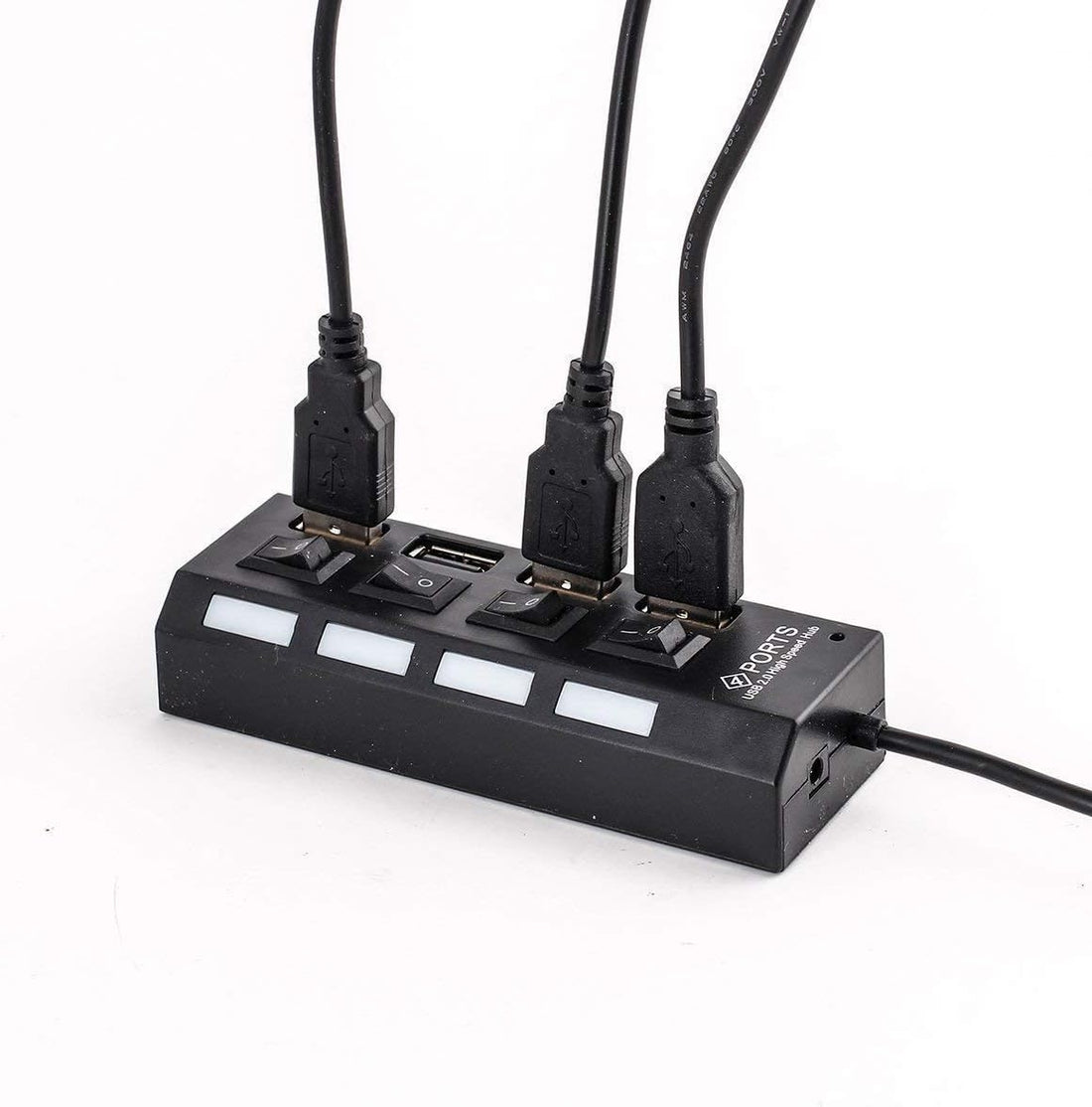 USB 4 Hub with Separate Power Switches to Charge 4 Devices Simultaneously - Superior Charging Experience - LED Lighting - White - Generic