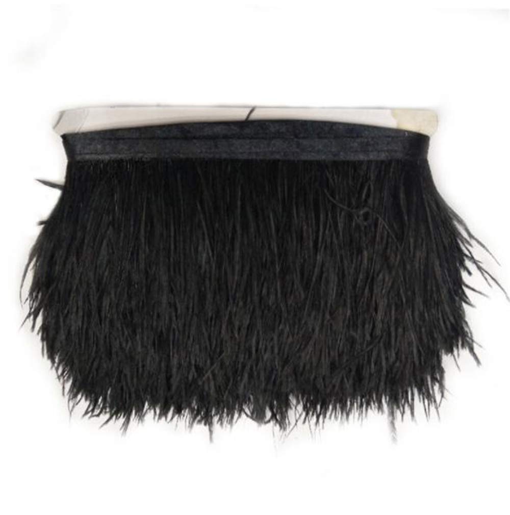 2 Metres Long 10 Metres Wide DIY Ostrich Feather Satin Ribbon Fringe Ostrich Feathers Trim Sewing for Ostrich Feather Craft Costumes Decoration (Black)