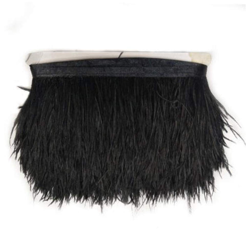 2 Metres Long 10 Metres Wide DIY Ostrich Feather Satin Ribbon Fringe Ostrich Feathers Trim Sewing for Ostrich Feather Craft Costumes Decoration (Black)