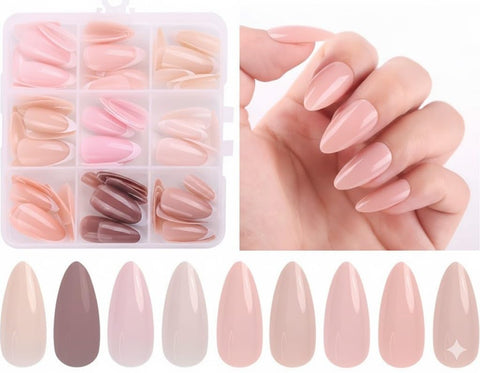 108 Pcs Glossy Colored Straight False Nails, 12 Color Press On Nails Set, 1Full Cover Artificial Fingernails Acrylic Tips Manicure Design Decor for Women Girls DIY Nails-9COLOR