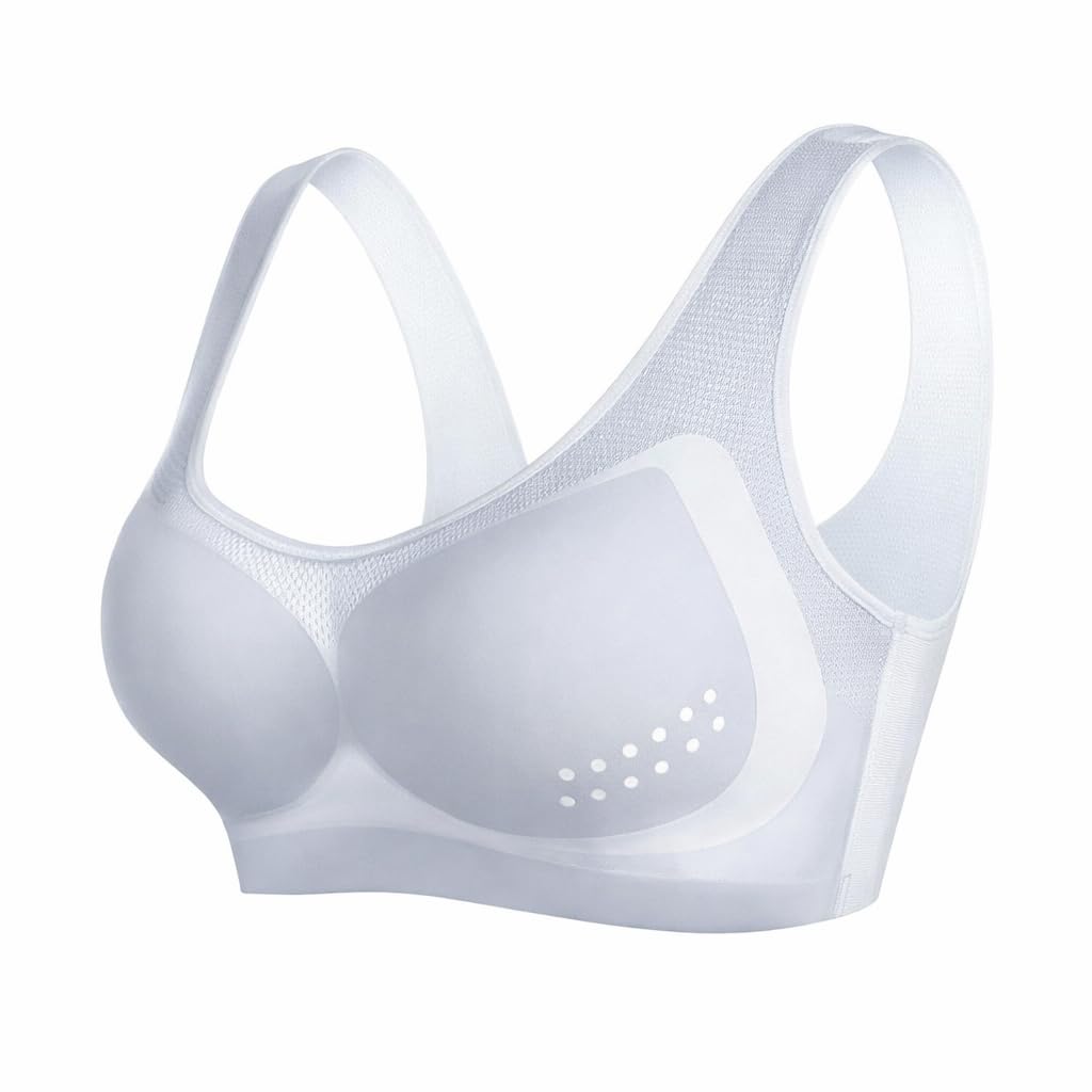 Women's Seamless Ice Silk Bra – Removable Cup Design with Breathable Elastic Mesh Material, Wireless for Comfortable Natural Support, Stylish Firm Back, Light and Soft for Workout