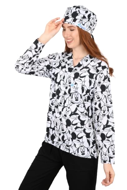 Minnie Mouse Medical Scrub printed Hospital unisex-dental - Surgical scrubTop only -Long Sleevs - Doctor Scrub -Medical Uniform