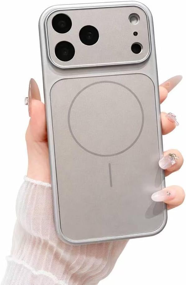 Eco Cover Back for iPhone 17/17 Pro/17 Max Case Soft Matte Glass Protective Camera Lens with Magnetic for Wireless Charging TPU for iPhone 17/17 Pro /17 Pro Max (Titanium Gray, iPhone 17 Pro Max)