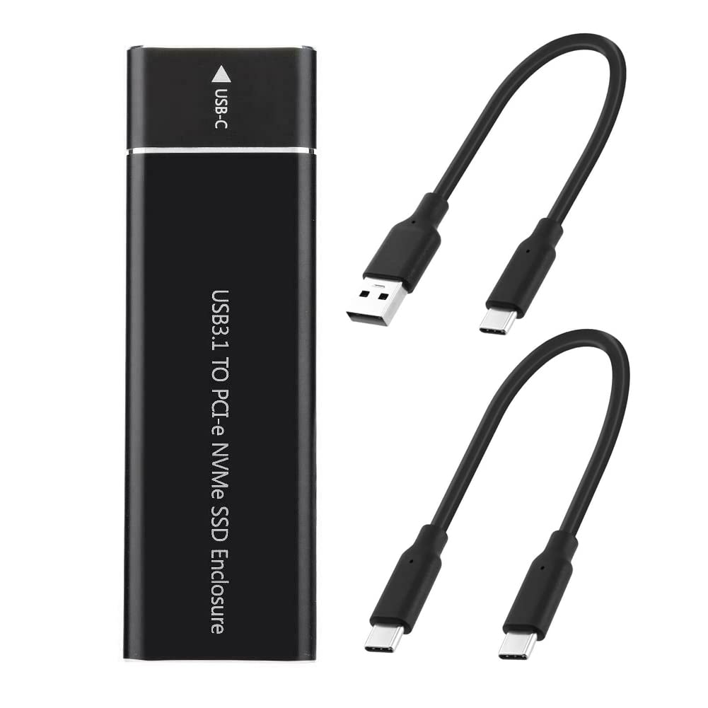 NVME M.2 to Type-C USB3.1 10Gbps Aluminum External Solid State Drive Adapter Enclosure for 2280 2260 2242 2230 PCI-E M2 M-Key SSD, USB Type C Converter Case