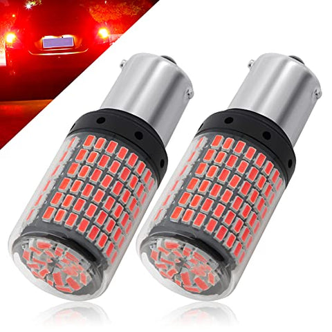 19 Watts 9-30v 1156 LED Bulb Amber Lights 2500LM Super Bright 144-SMD 3014 Chips 7506 93 3497 P21W BAU15S Red LED Lights for Turn Signal Reverse Brake Stop Light .2-pack.