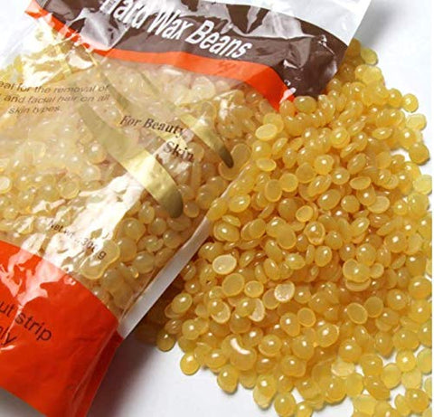 Hair Removal Hard Wax Beans / 500 Grams, Natural Hot Film Full-Body Depilatory Wax Beads for Women Men (Honey)