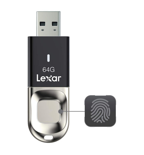 Lexar JumpDrive Fingerprint F35 64GB USB Flash Drive, USB 3.0 Flash Drive, Up to 150MB/s Read for PC, Laptop, External, Photos, Video (Not Compatible with Mac OS) (LJDF35-64GBEU)