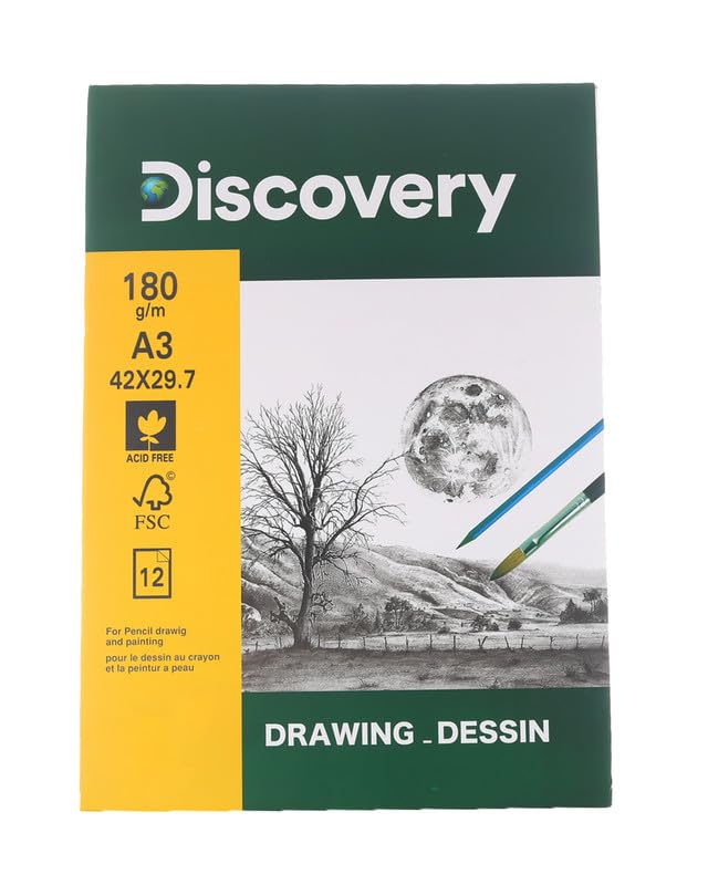 Discovery C-19273-2 White Sketch 180 Gm 12 Sheets A3 - Multi Color